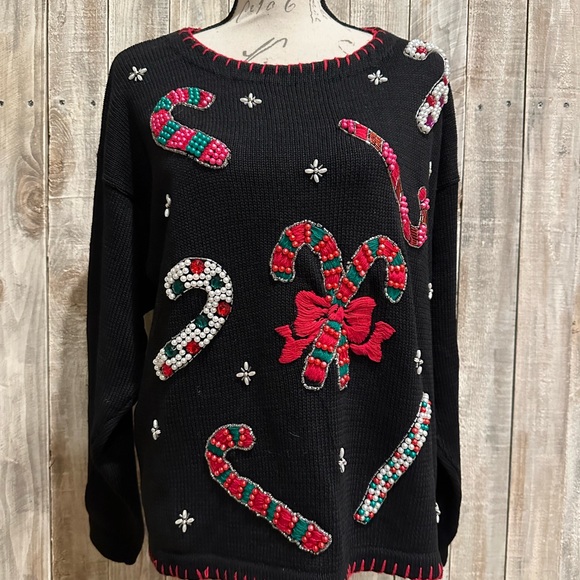 Victoria Jones Sweaters - Victoria Jones Candy Cane Christmas Sweater
